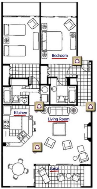 Kauai Beach Villas - Two Bedroom, Two Bath Floor Plan